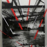 K. Porte d’Orleans factory 2016  acide, aérosol et photographie sérigraphiée sur verre 114,5x57cm